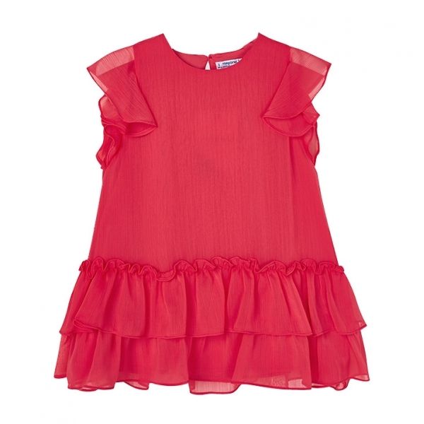 Girls Watermelon Voile Ruffled Dress