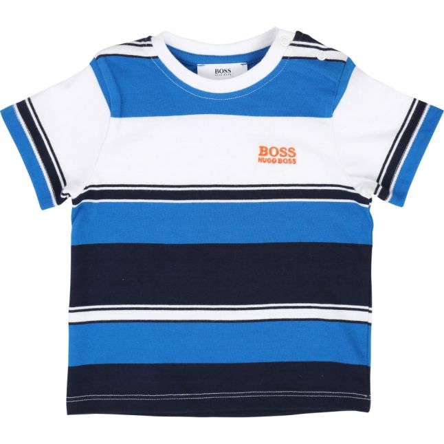 Toddler Navy Striped Logo S/s T Shirt