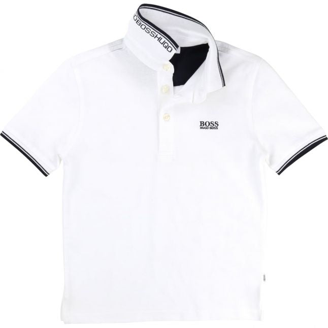 Boys White Tipped S/s Polo Shirt