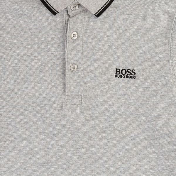 Boys Light Grey Marl Tipped L/s Polo Shirt