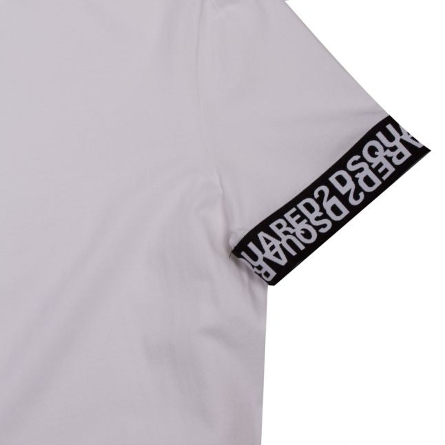 Mens White Logo Band Arm S/s T Shirt