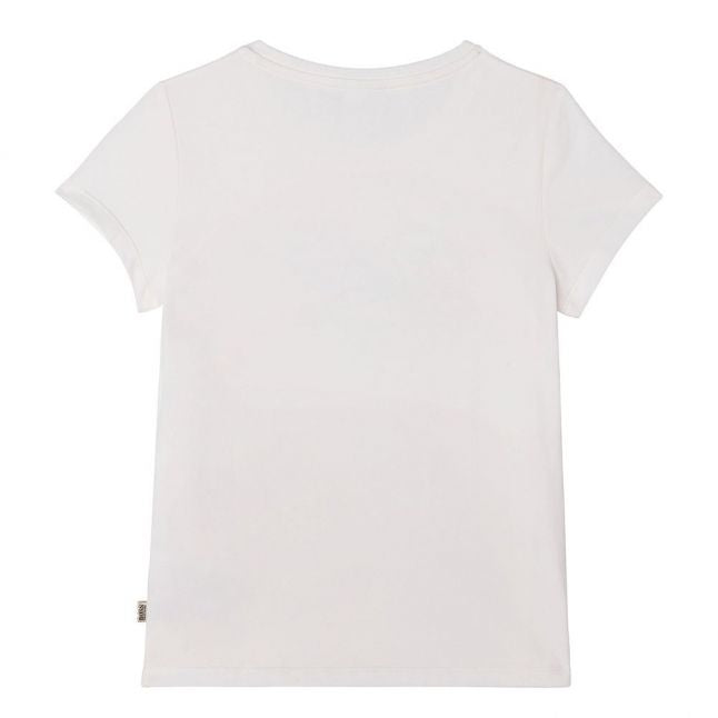 Girls Off White Sequin Logo S/s T Shirt