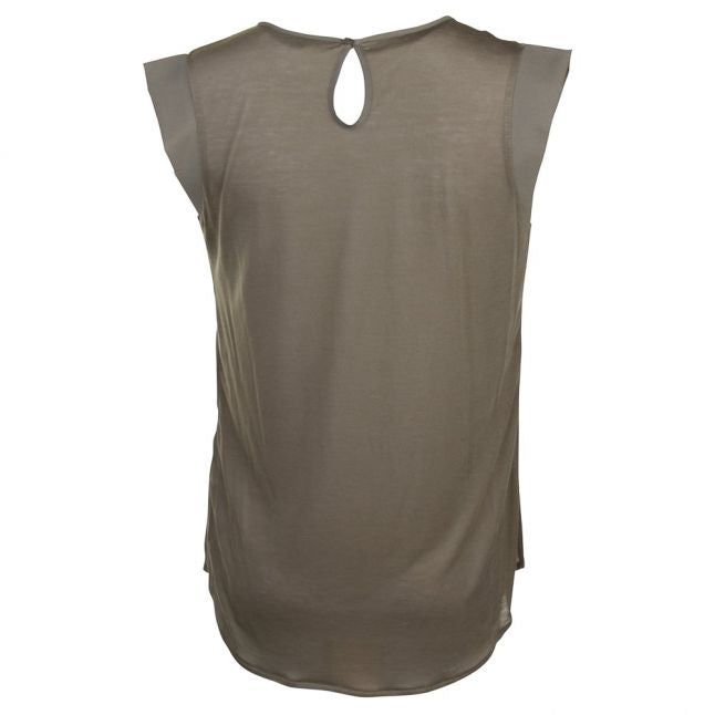 Womens Burnt Olive Classic Crepe Cap Sleeve Tee Shirt