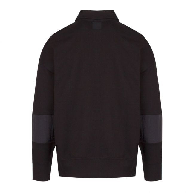 Casual Mens Black Wolton Polo Collar Sweat Top