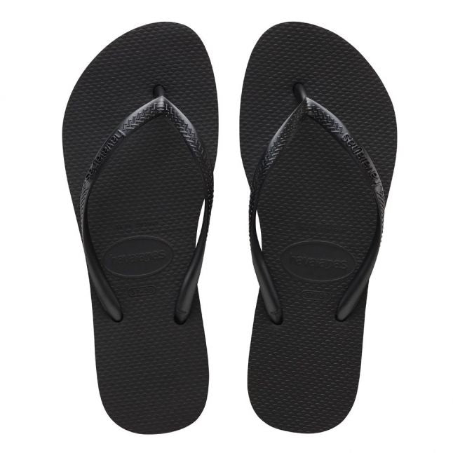 Womens Black Slim Flatform Flip Flops