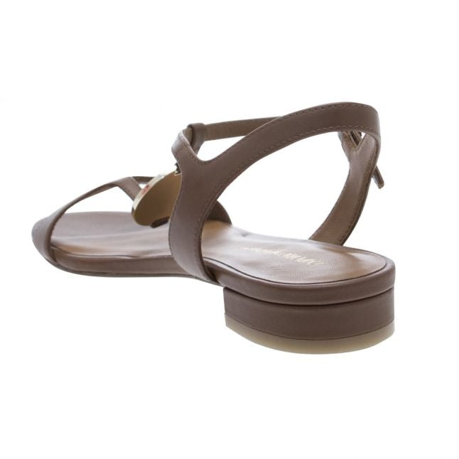 Womens Tan Metal Plate Sandals