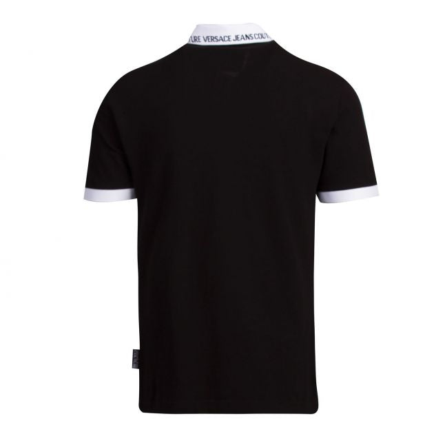 Mens Black Logo Collar S/s Polo Shirt