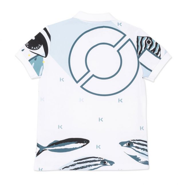 Boys White Graphic S/s Polo Shirt