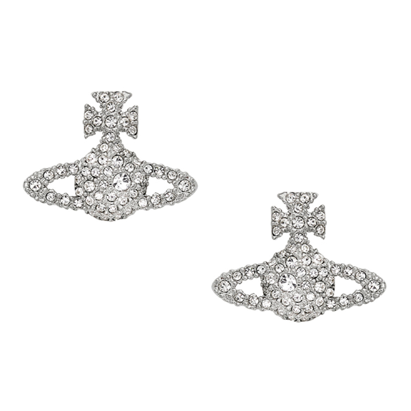 Womens Vivienne Westwood Platinum/Crystal Grace Bas Relief Stud Earrings