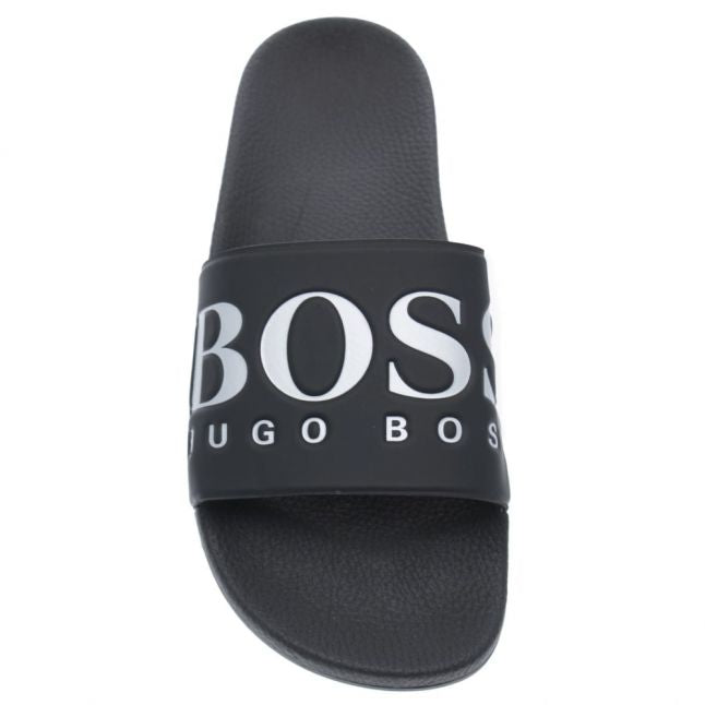 Mens Black Solar Slide Logo Slides