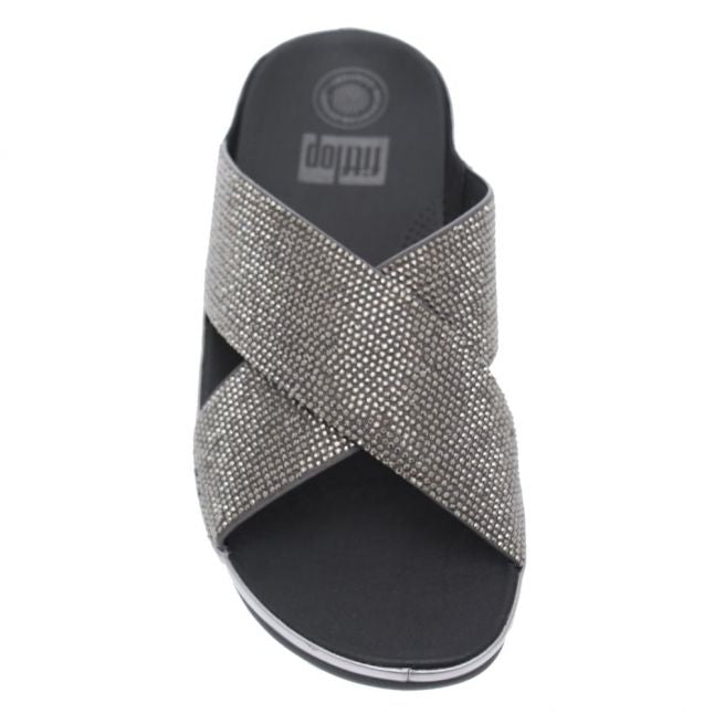 FitFlop Womens Pewter Crystall Slide Sandals