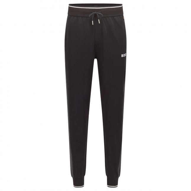 Mens Jet Black Cuffed Tape Sweat Pants