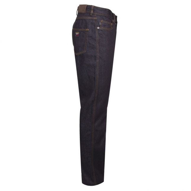 Mens Dark Blue Wash Regular Fit Tapered Jeans