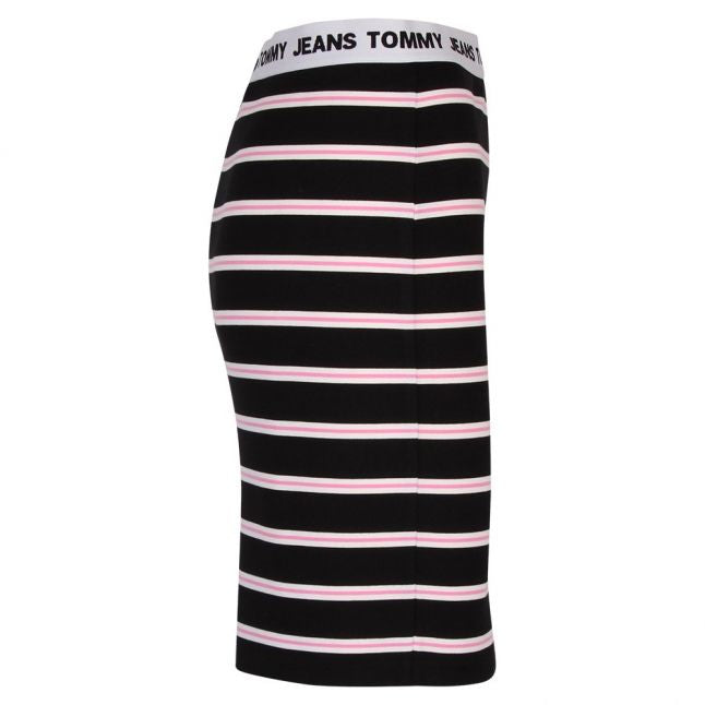 Womens Black Multi Stripe Bodycon Skirt