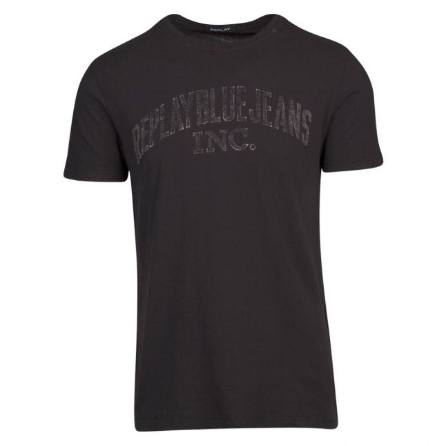 Mens Black Washed Logo S/s T Shirt