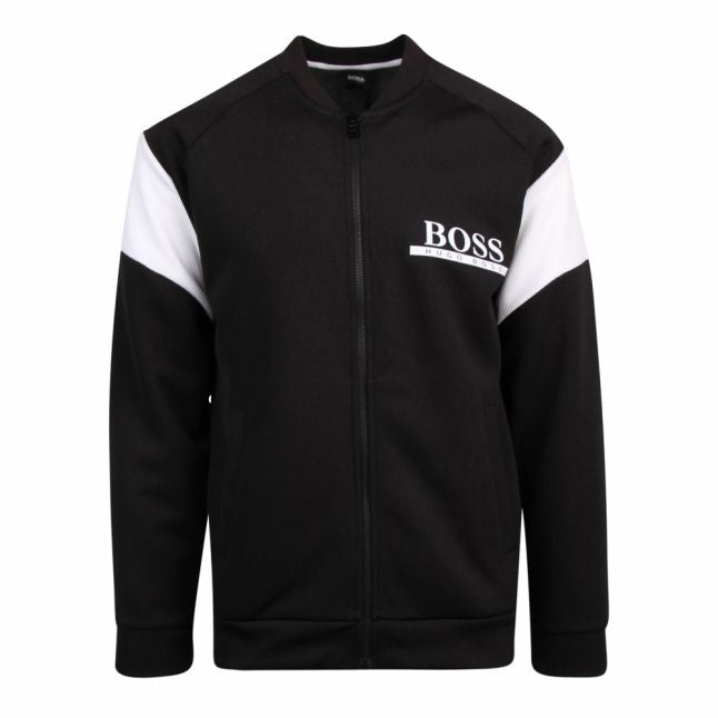 Mens Black/White Fashion College Sweat Jacket