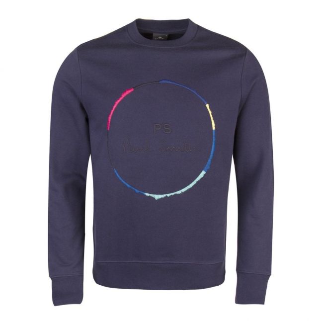 Mens Dark Navy Circle Logo Crew Sweat Top