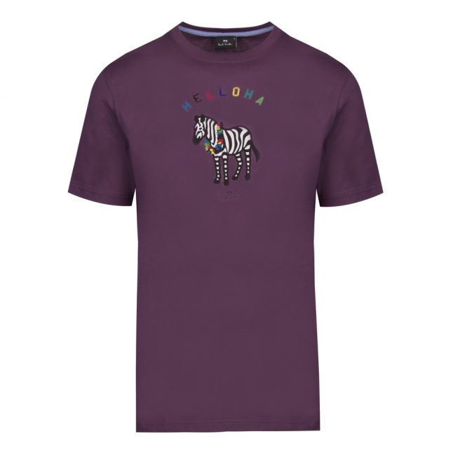 Mens Aubergine Aloha Zebra Regular Fit S/s T Shirt