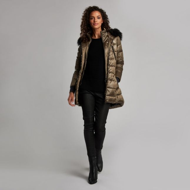 Womens Bronze Premium Arena Hooded Quilted Coat