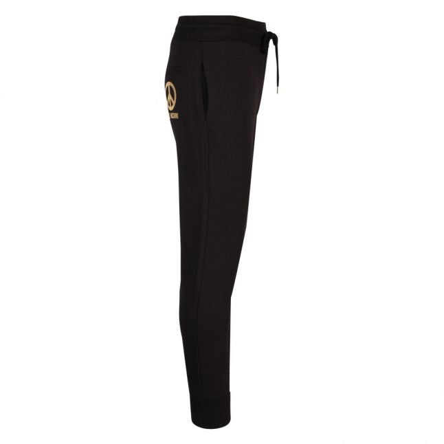 Mens Black/Gold Peace Logo Sweat Pants