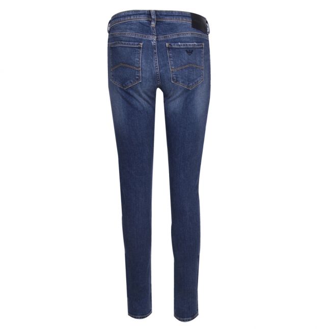 Womens Dark Blue J28 Mid Rise Skinny Fit Jeans