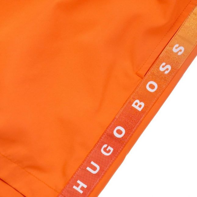 Mens Bright Orange Seabream Taped Logo Swim Shorts