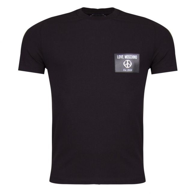 Mens Black PU Badge Slim S/s T Shirt