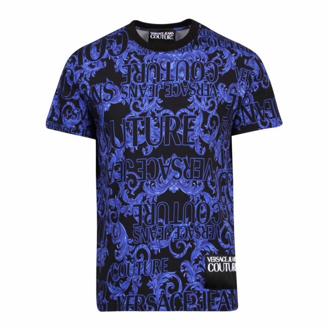 Mens Black/Blue Baroque Logo Print S/s T Shirt