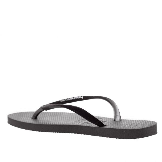 Womens Black Slim Velvet Flip Flops