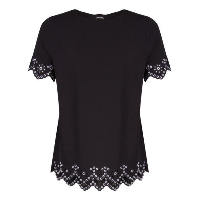 Womens Black/Silver Embellished S/s T Shirt