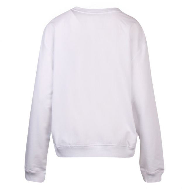 Womens White/Pink Drip Logo Sweat Top