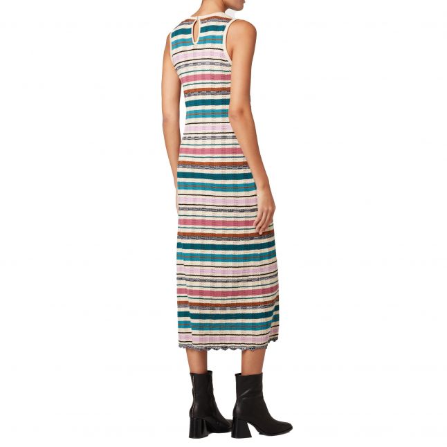 Womens	Multicolour Stripe Crochet Knitted Dress