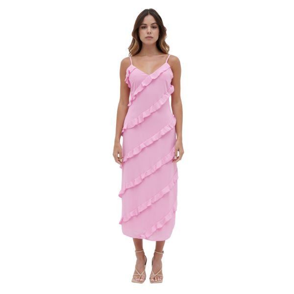 Womens Posie Pink Nadine Ruffle Midaxi Dress