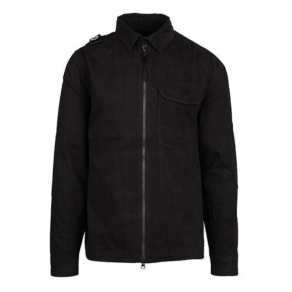 Mens Jet Black Zip Front Overshirt