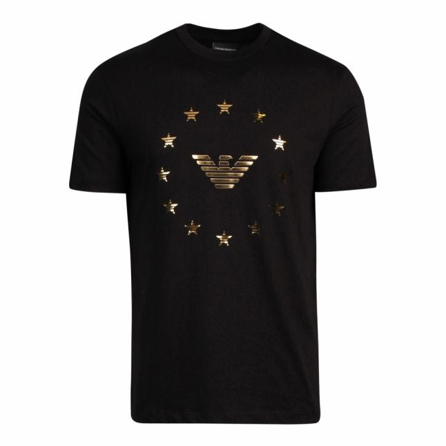 Mens Black Gold Eagle S/s T Shirt