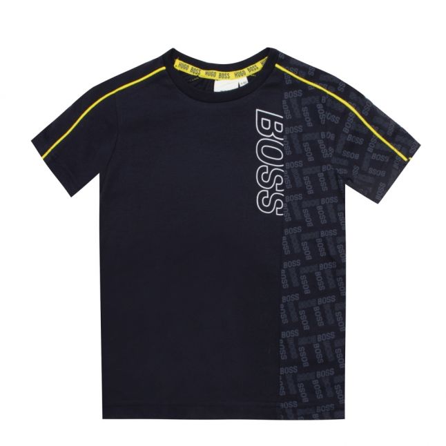 Boys Navy Tonal Logo Detail S/s T Shirt