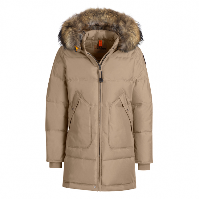 Girls Cappuccino Long Bear Fur Hooded Coat