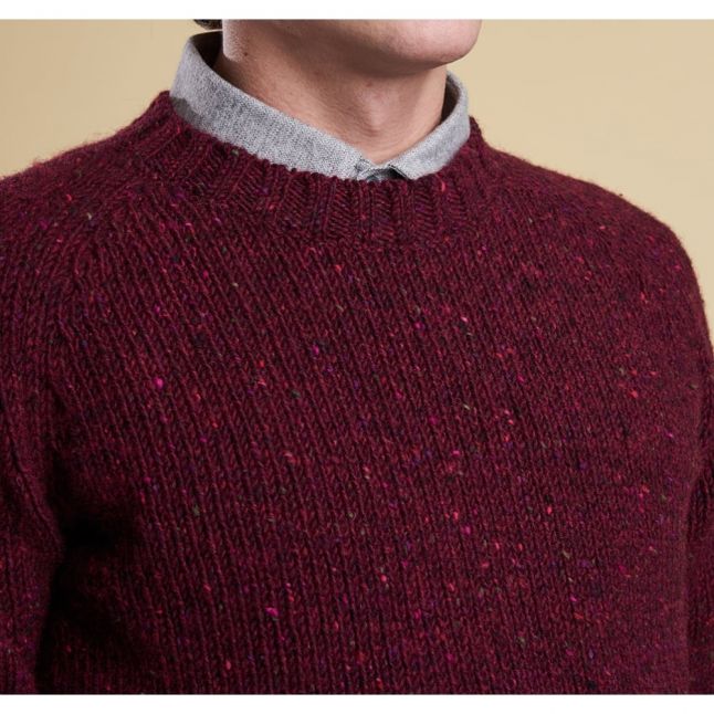 Heritage Mens Merlot Mix Barnard Cable Crew Jumper