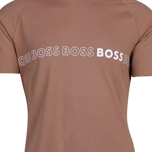 Mens BOSS Medium Beige Repeat Logo S/s Slim UPF 50+ T Shirt