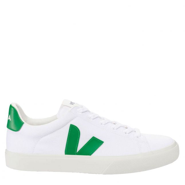 Mens White/Emeraude Campo Canvas Trainers