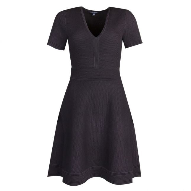 Womens Black Knitted Flared Dress