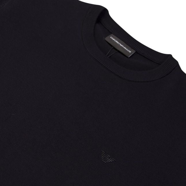 Mens Navy Small Logo Crew Knitted Top