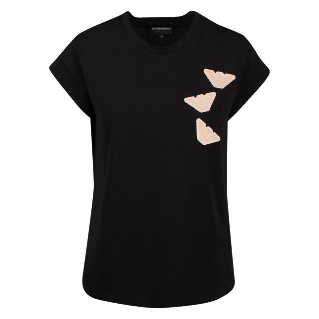 Womens Black Iridescent Eagles S/s T Shirt