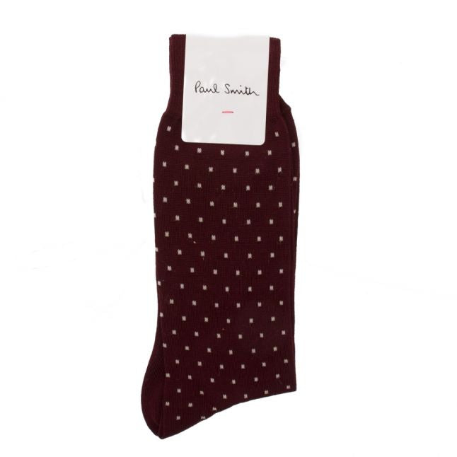 Mens Burgundy Pin Dot Socks