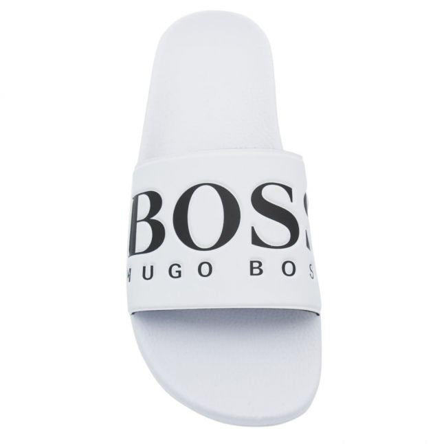 Mens White Solar Slide Logo Slides