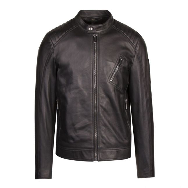 Mens Black V Racer Leather Jacket