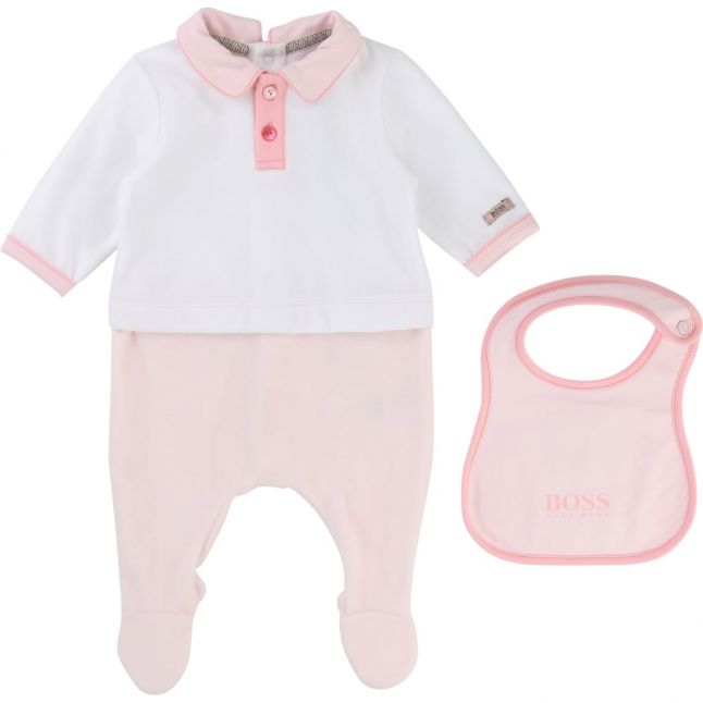 Baby White/Pink Romper & Bib Set