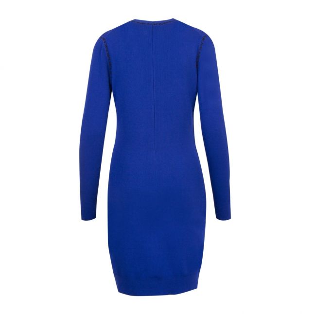 Womens Twilight Blue Logo Trim Bodycon L/s Dress