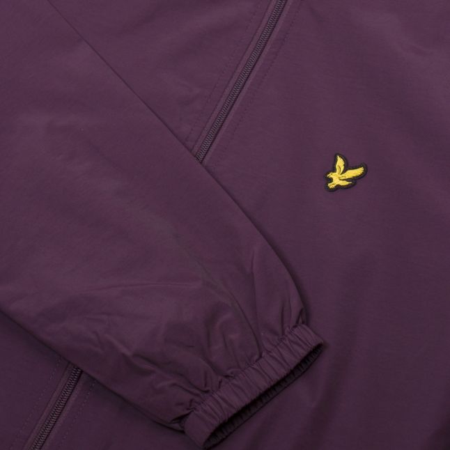 Mens Deep Plum Zip-Through Hooded Jacket