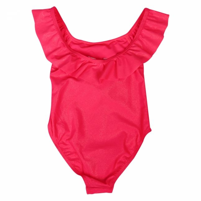 Girls Fuschia Watermelon Frill Swim Costume